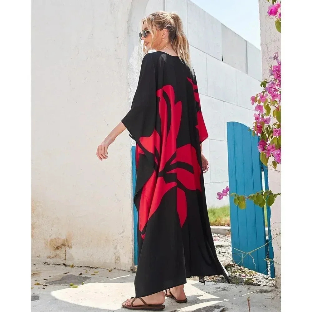 Womens Swimsuit Cover Up Bathing Suit black Bikini Long  Beach Dress - Picture 7 of 7
